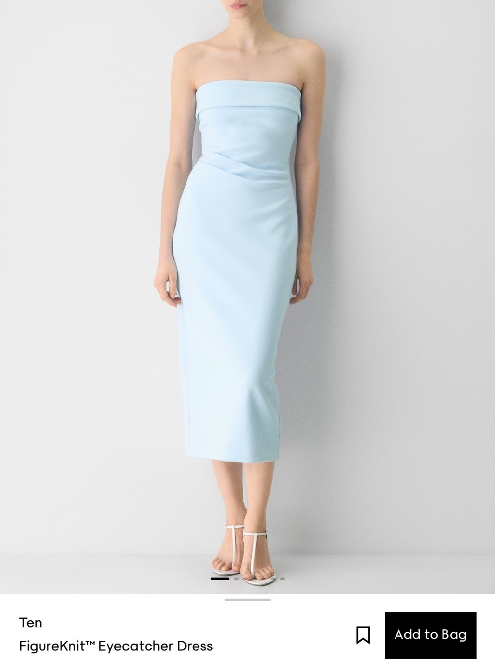 Aritzia Babaton Pale Blue Strapless Draped Slip Dress